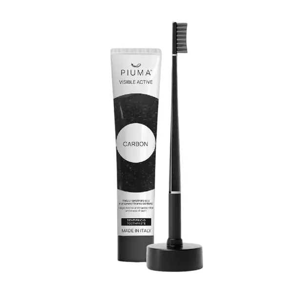 Piuma Dárkový set na péči o zuby s aktivním uhlím 4 ks Perfect Black