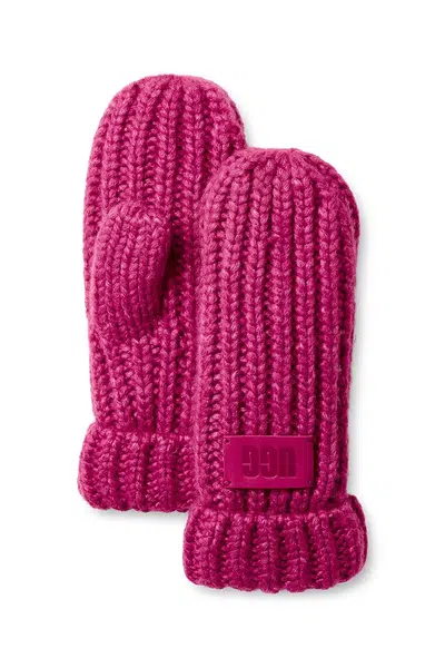 Dětské rukavice s příměsí vlny UGG CHUNKY MITTEN béžová barva, 100030