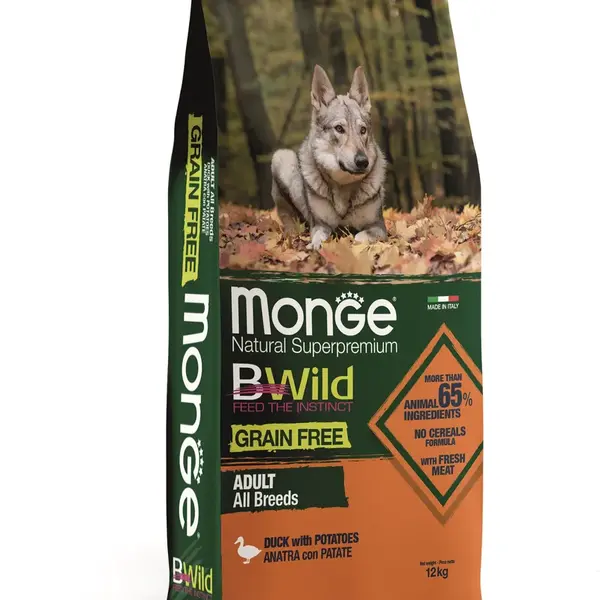 Monge BWild Grain Free Adult All Breed suché krmivo pro psy - kachna s bramborem 2,5 kg