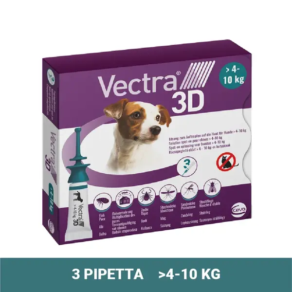 Vectra 3D kvapky pre psov 3 x 1,6 ml pipety pre malých psov (>4 - 10 kg, zelená)