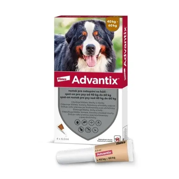 Advantix Spot On roztok pre psy A.U.V. pre psy medzi 40-60 kg (4 x 6,0 ml)