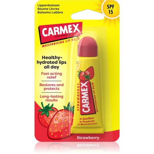 Carmex Strawberry balzám na rty v tubě SPF 15 10 g
