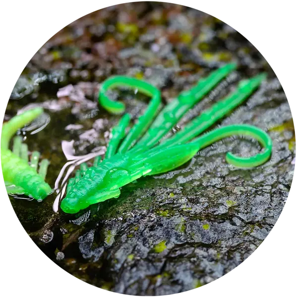 Redbass gumová nástraha nymfa fluo/green uv - l 80 mm