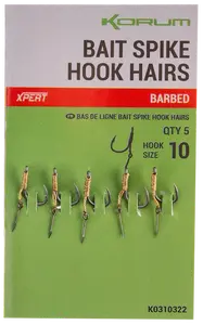 Korum návazec bait spike hook hairs barbed 5 ks - velikost háčku 12