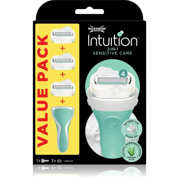 Wilkinson Sword Intuition 2 in 1 Sensitive Care holicí strojek + náhradní břity 3 ks