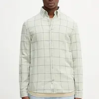 Bavlněná košile Tommy Jeans pánská, zelená barva, regular, DM0DM21701