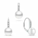 Brilio Silver Půvabný stříbrný set šperků s perlami SET291W (náušnice, přívěsek)