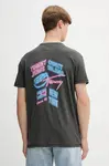 Bavlněné tričko Tommy Jeans pánské, šedá barva, s potiskem, DM0DM21829