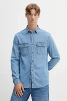 Džínová košile Tommy Jeans pánská, modrá barva, regular, s klasickým límcem, DM0DM21727