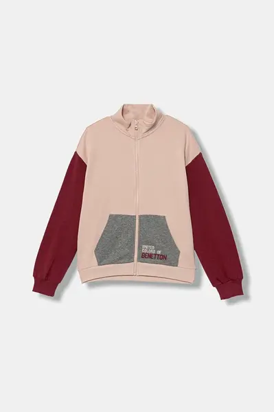 Dětská bavlněná mikina United Colors of Benetton růžová barva, s aplikací, 3J68C505D