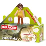 Igráček Paleontologička - figúrka s vykopávkami dinosaurov  Parasaurolophusa a Diplodoca