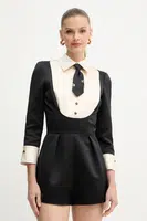 Overal Elisabetta Franchi černá barva, s límečkem, TU06657E2