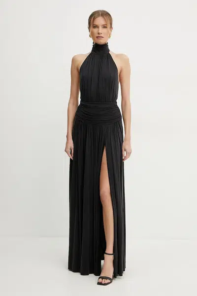 Šaty Elisabetta Franchi čierna farba, maxi, áčkový strih, ABR2751E2
