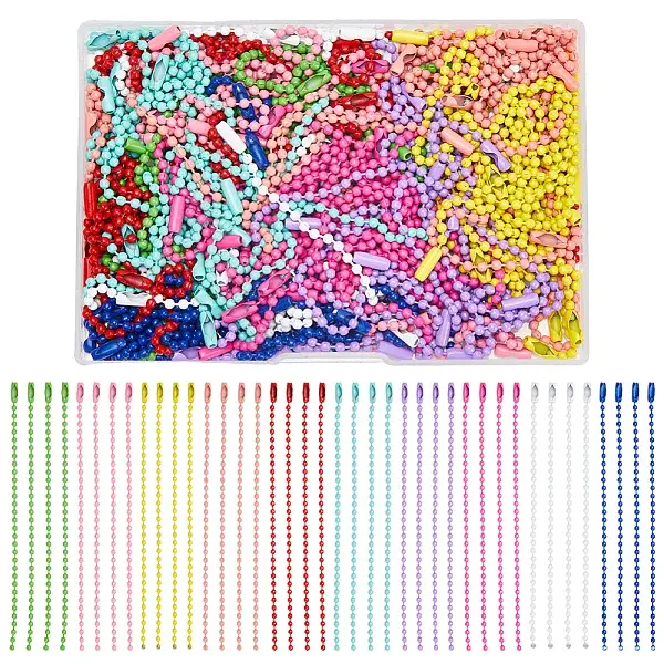150Pcs 10 Colors Spray Painted Iron Ball Chains