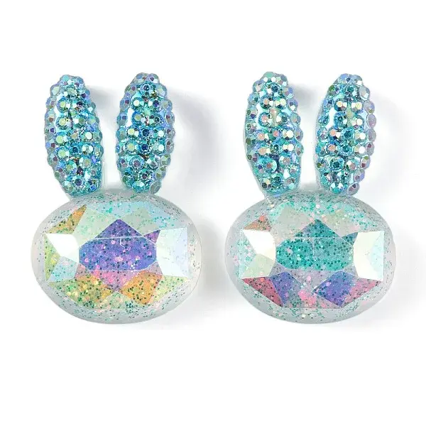 Transparent Epoxy Resin Rabbit Head Decoden Cabochons