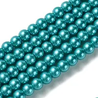 Eco-Friendly Dyed Glass Pearl Round Bead Strands