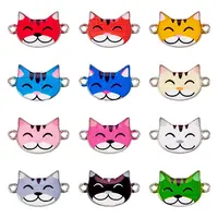12Pcs 12 Colors Alloy Enamel Kitten Connector Charms