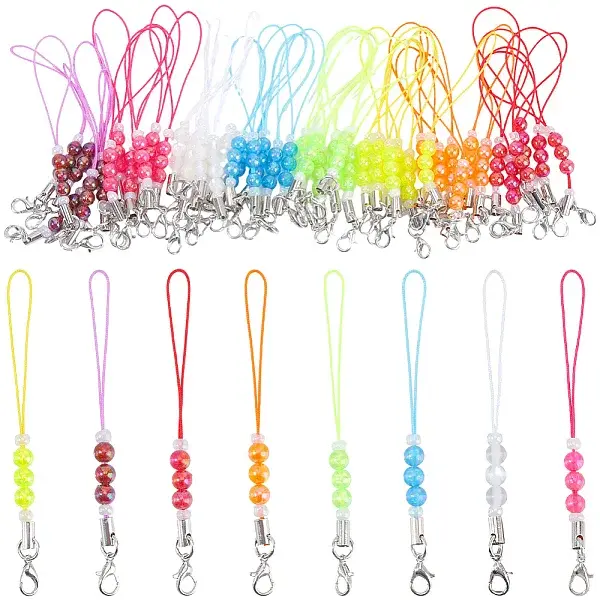 48Pcs 8 Colors Polyester Mobile Straps