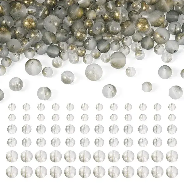 300Pcs Frosted Transparent Glass Beads