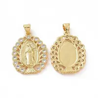 Brass Micro Pave Clear Cubic Zirconia Pendants