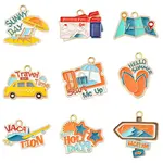 18Pcs 9 Styles Tourism Theme Alloy Enamel Pendants