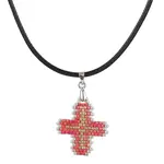 Glass Seed Cross Pendant Necklaces