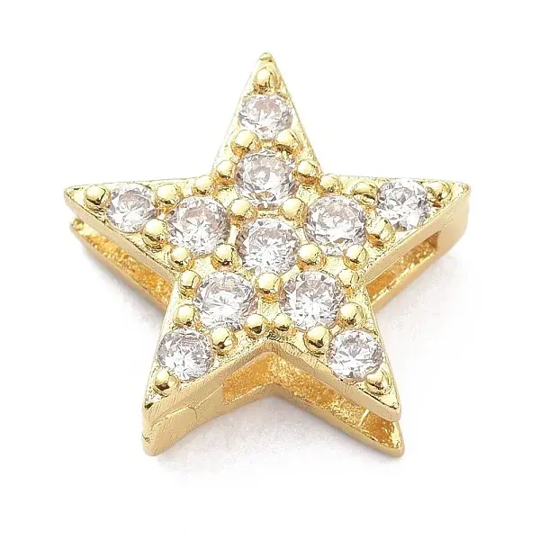 Brass Micro Pave Clear Cubic Zirconia Slide Charms
