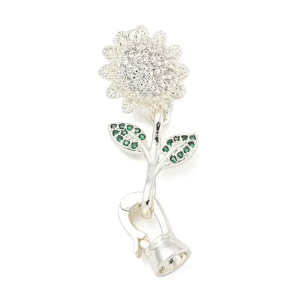 Brass Micro Pave Cubic Zirconia Fold Over Clasps