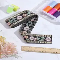 2 Yards Embroidery Flower Polyester Ribbon