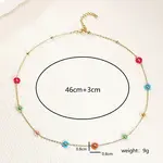 Bohemian Brass & Plastic Colorful Flower Beads Link Chain Necklaces for Women Daily Casual Party Wear
