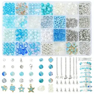 DIY Round Glass & CCB Plastic Beads Bracelets Making Kits