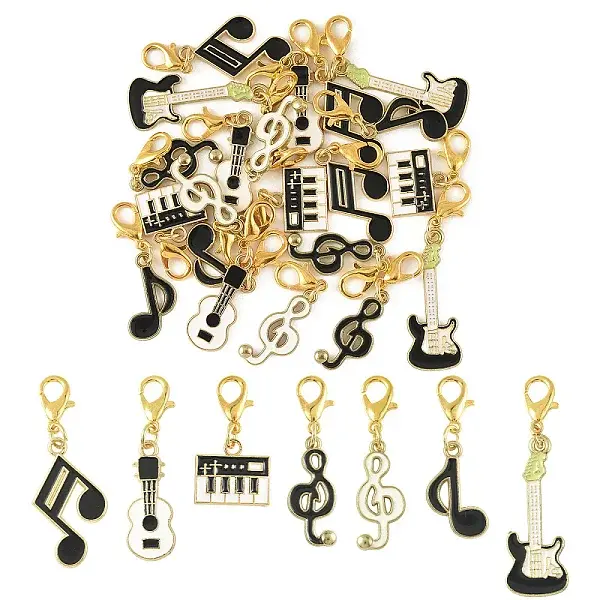 21Pcs 7 Styles Alloy Enamel Pendant Decorations