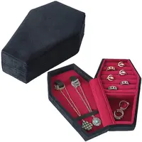 1Pc Coffin Shaped Velvet Jewelry Storage Boxes