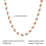304 Stainless Steel Enamel Red Cherry Link Chain Necklaces for Women