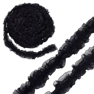 10M Double Layer Polyester Flower Elastic Lace Trim