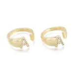 Brass Micro Pave Clear Cubic Zirconia Cuff Rings