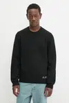 Vlněný svetr A.P.C. Pull Edward pánský, černá barva, WVBDJ.H23059
