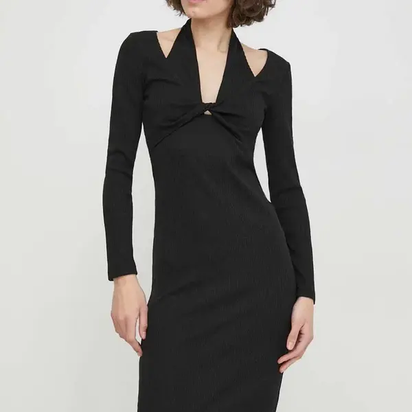 Šaty Sisley černá barva, midi