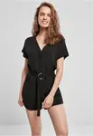 Women's jumpsuit with short viscose strap in black