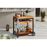 Ambia Garden ZAHRADNÍ SERVÍROVACÍ VOZÍK, černá, barvy teak, 73/80/50 cm