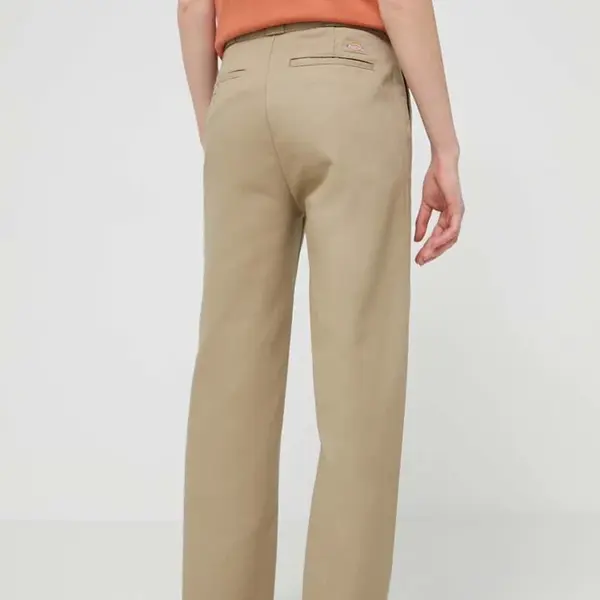 Kalhoty Dickies ELIZAVILLE REC dámské, zelená barva, jednoduché, high waist, DK0A4XKB