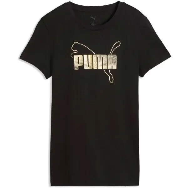 Puma ESSENTIALS LOGO LAB METALLIC TEE Dámské triko, černá, velikost