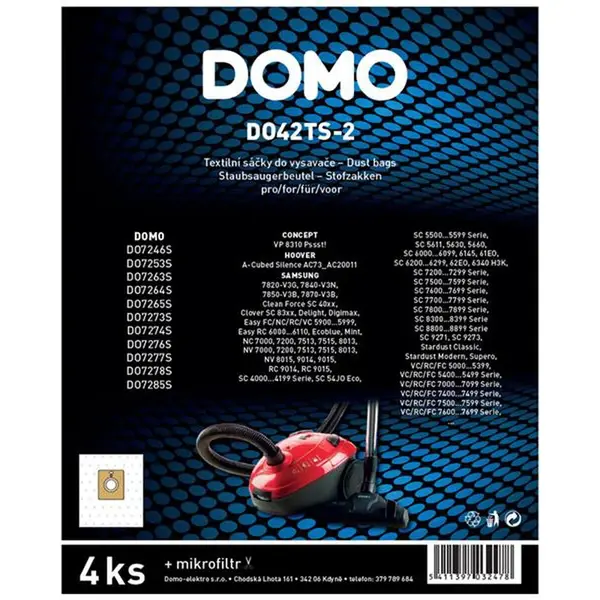 Sáčky do vysavače DOMO DO42TS-2 4ks