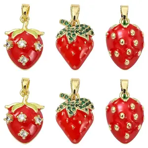 6Pcs 3 Styles Brass Enamel Pendants