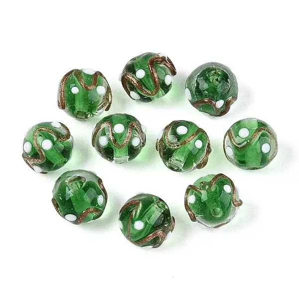 Handmade Gold Sand Lampwork Beads