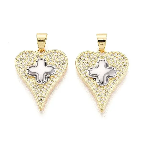Valentine's Day Brass Micro Pave Clear Cubic Zirconia Pendants