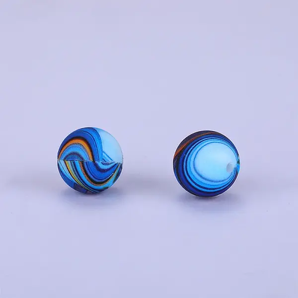 Printed Round Silicone Focal Beads