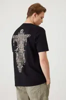 Bavlněné tričko Medicine pánské, černá barva, s potiskem