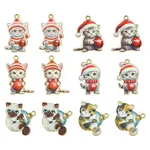 30Pcs 6 Styles Christmas Alloy Enamel Pendants