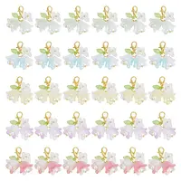 30Pcs 5 Colors Rose Butterfly Resin Pendant Decoration